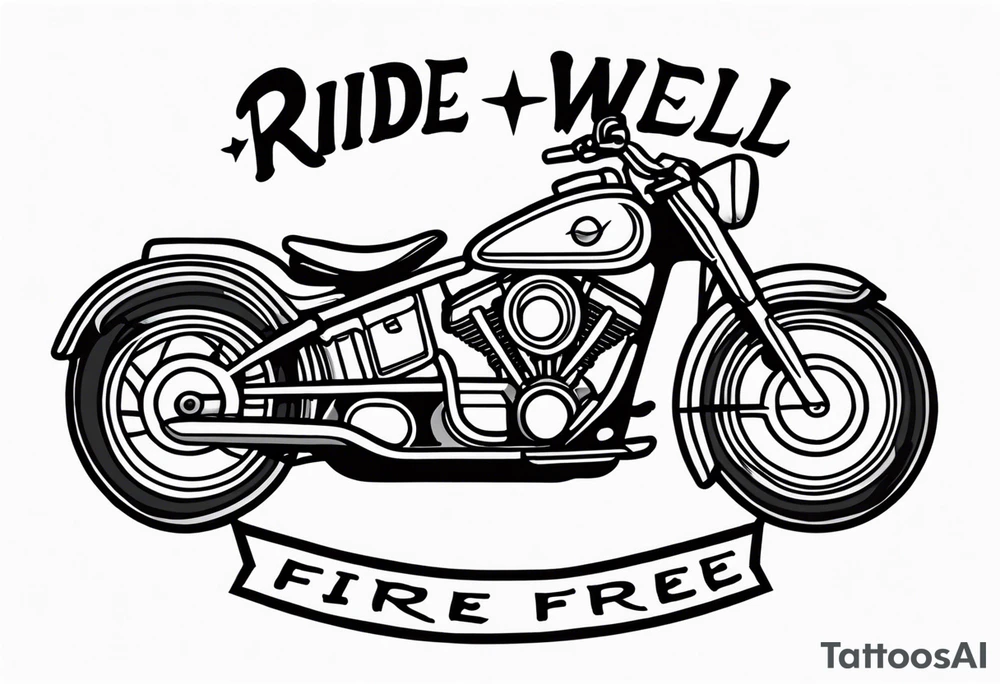The words “ride well, ride free” tattoo idea