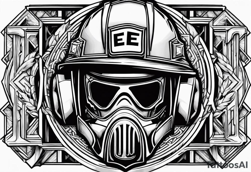 2 letters E, helmet fire fighter, right rescues tattoo idea