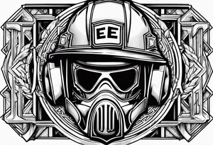 2 letters E, helmet fire fighter, right rescues tattoo idea