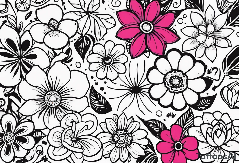ornaments of flowers tattoo idea