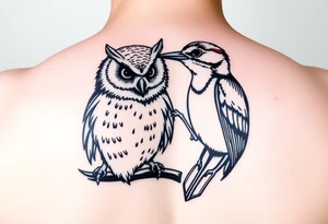 Owl and woody woodpecker tattoo idea