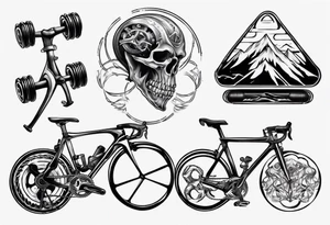 road bicycle and a mountain and a dumbbell tattoo idea