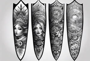 Patchwork sleeve tattoo idea