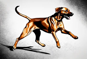 Rhodesian ridgeback running, side profile tattoo idea