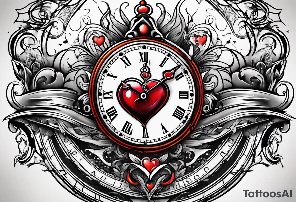 Heartbeat clock lines tattoo idea