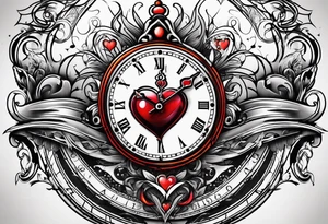 Heartbeat clock lines tattoo idea