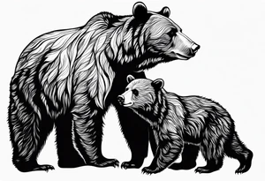 mother bear with cub facing each other looking at each other tattoo idea