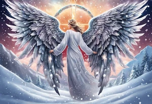 Constellation, Angel wing , snow , cross tattoo idea