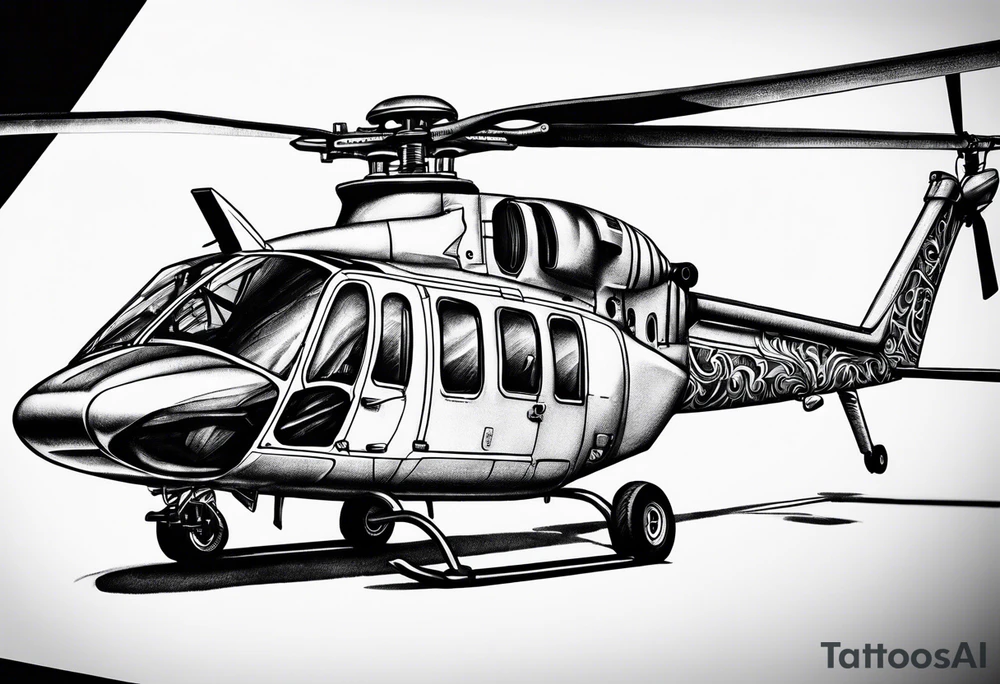 a crazy looking helicopter tattoo idea