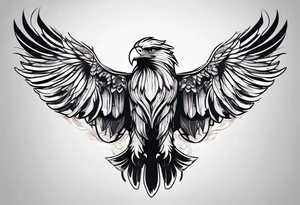 Black and white eagle chest tattoo idea
