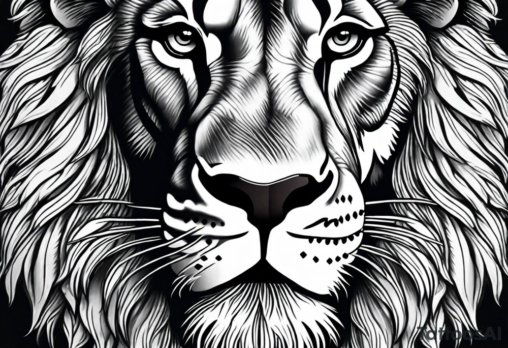 powerful majestic lion, close-up tattoo idea