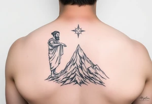 Moses is holding on the mountain the ten commandements tattoo idea