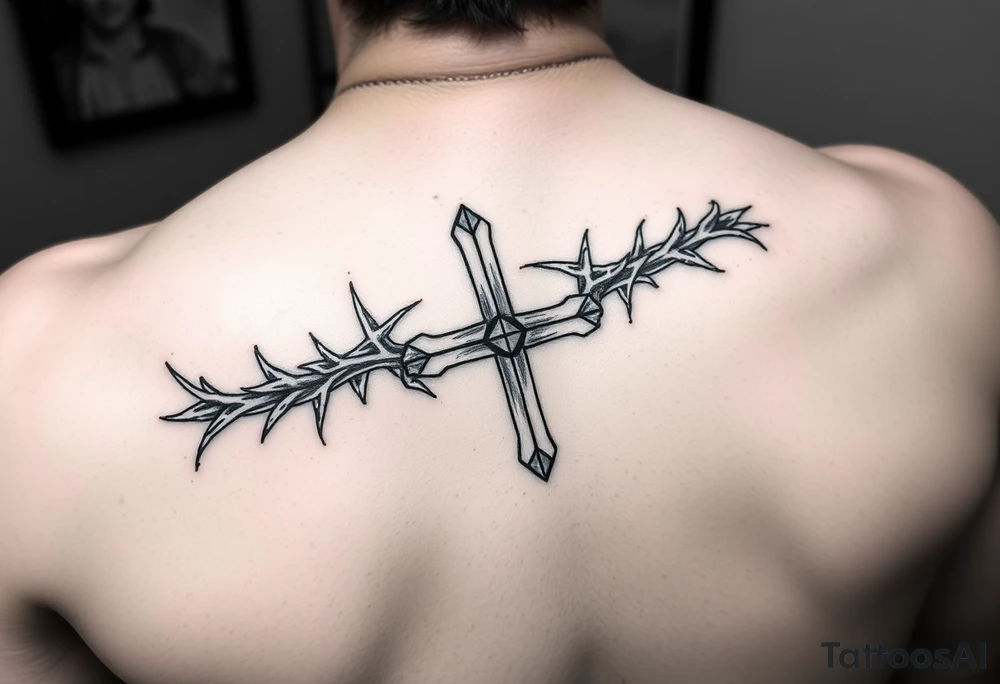 Crowns of thorns going down arm with god first and crossed wrapped inside tattoo idea