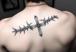 Crowns of thorns going down arm with god first and crossed wrapped inside tattoo idea