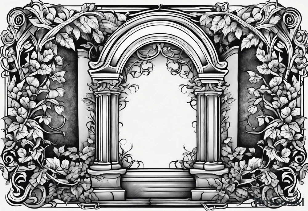 Grave stone with leafy vines wrapped around it tattoo idea