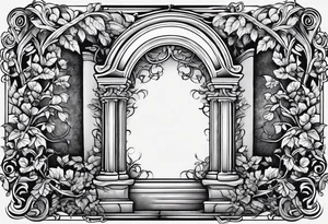 Grave stone with leafy vines wrapped around it tattoo idea