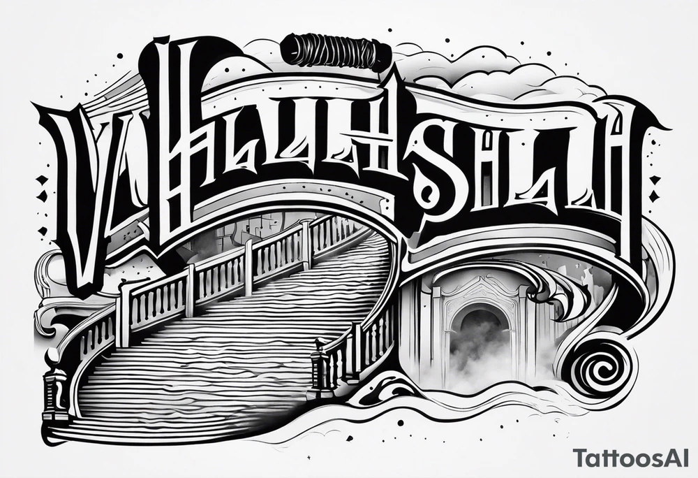 Valhalla fog stairs mist family tattoo idea