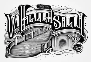 Valhalla  fog stairs mist family tattoo idea