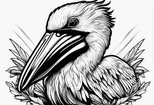 angry pelican wearing goggles tattoo idea