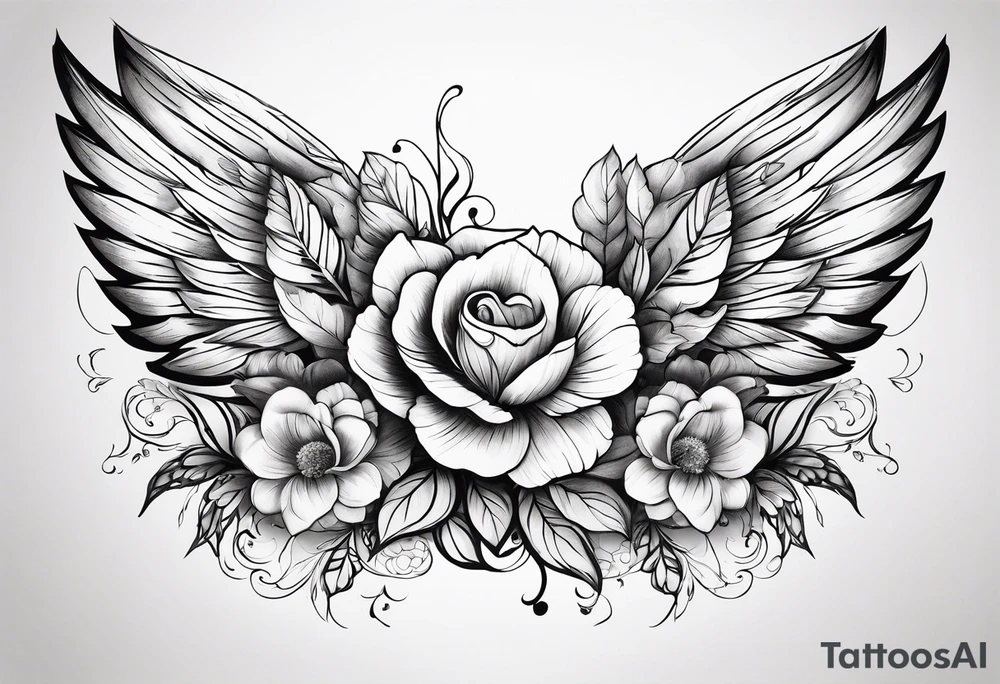 wing, flower, tattoo idea