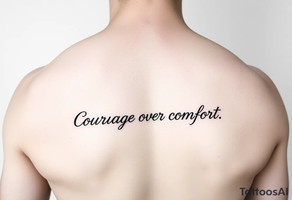 Fine line waves with words courage over comfort for the wrist tattoo idea
