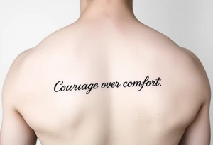 Fine line waves with words courage over comfort for the wrist tattoo idea