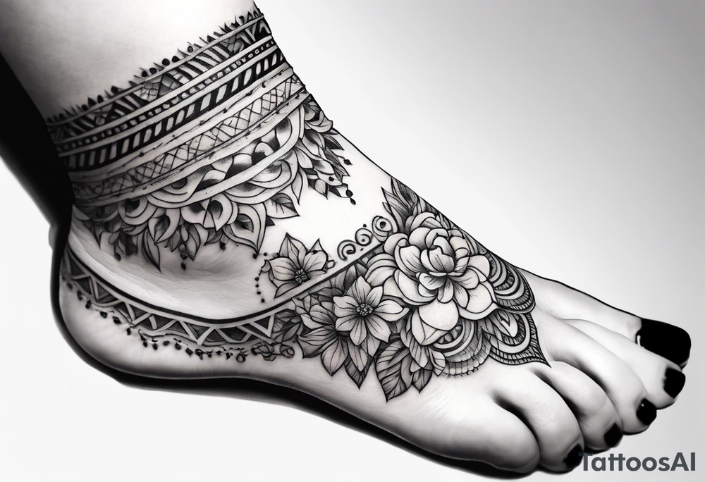 feminine ankle bracelet tattoo idea