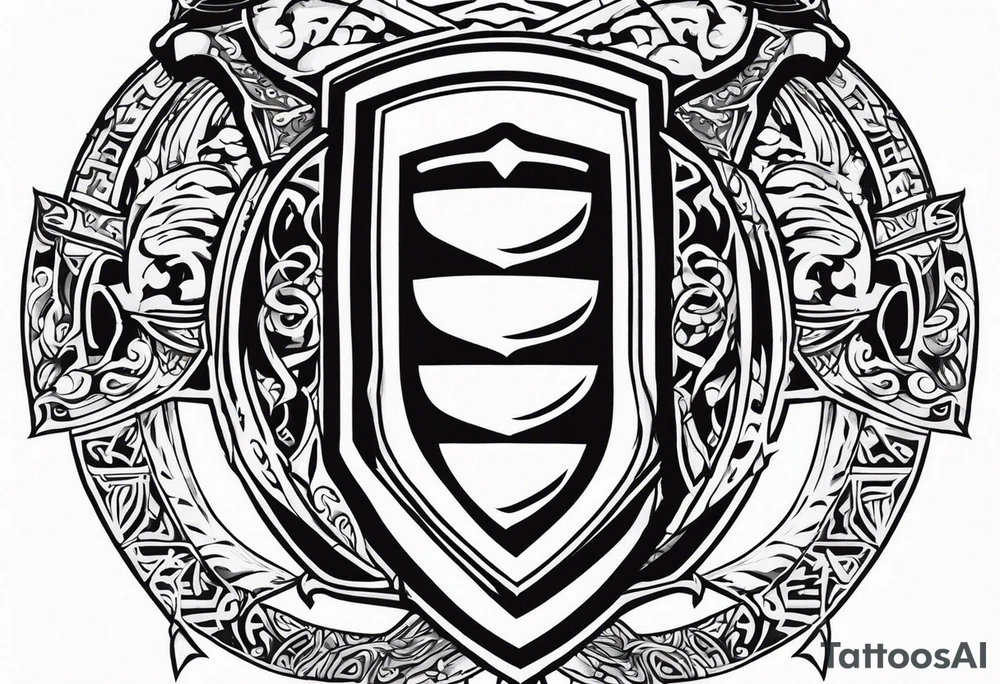 Valhalla sword shield axe armour tattoo idea