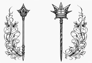 scepter with vines and crown spine tattoo tattoo idea