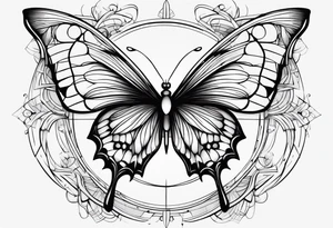 elegant butterfly da vinci minimalistic tattoo idea
