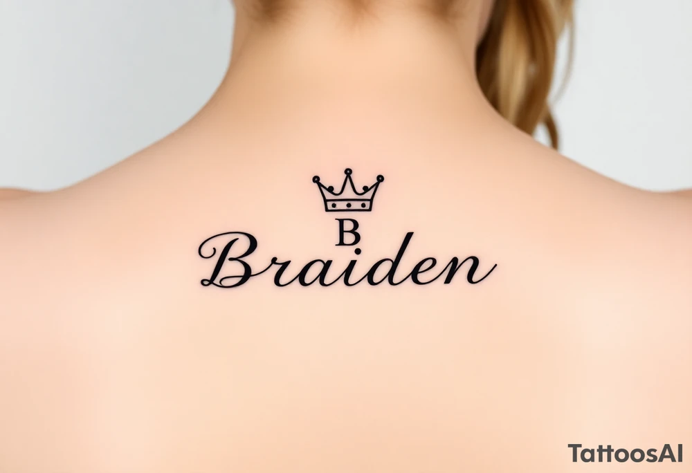 Name Braiden with a kings crown above the B tattoo idea