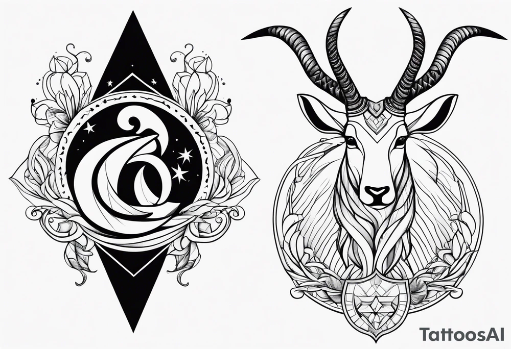 Couple's tattoos capricorn and aquarius tattoo idea