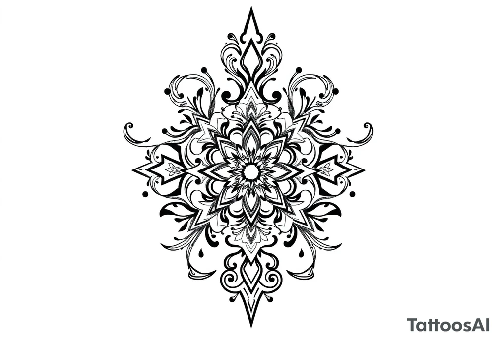 mytical shaman and witch ancient ornament with rhyme tattoo idea