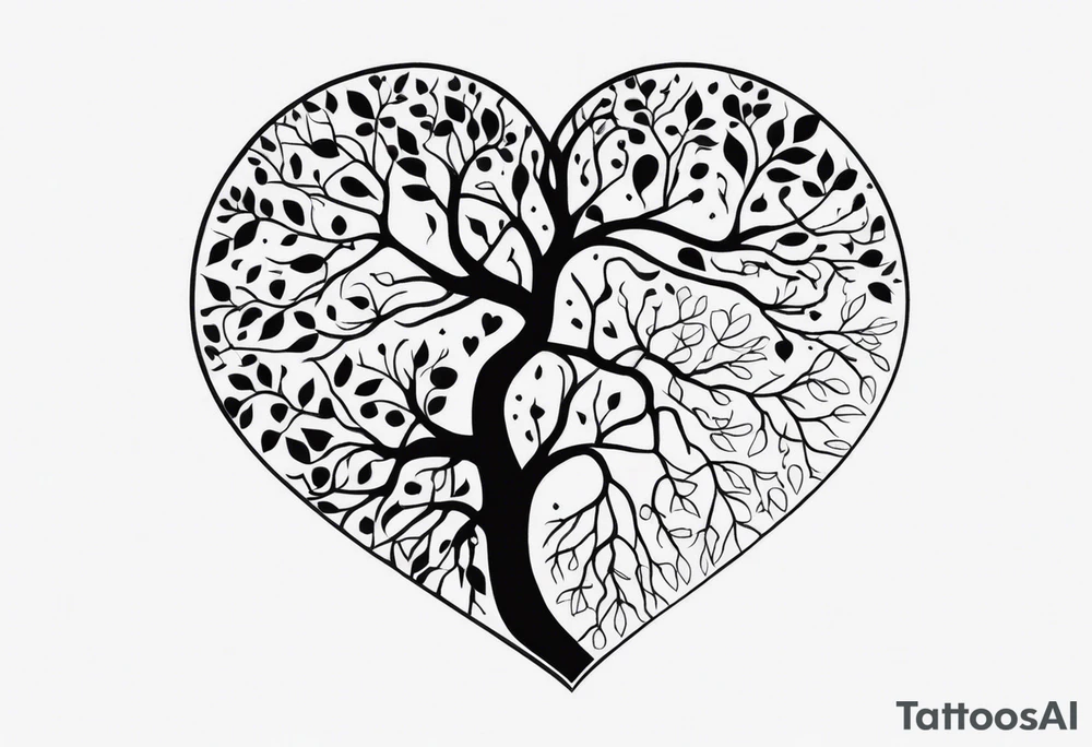 a heart shape with this inside the heart: brain, plane, family, and tree roots tattoo idea