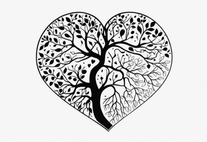 a heart shape with this inside the heart: brain, plane, family, and tree roots tattoo idea