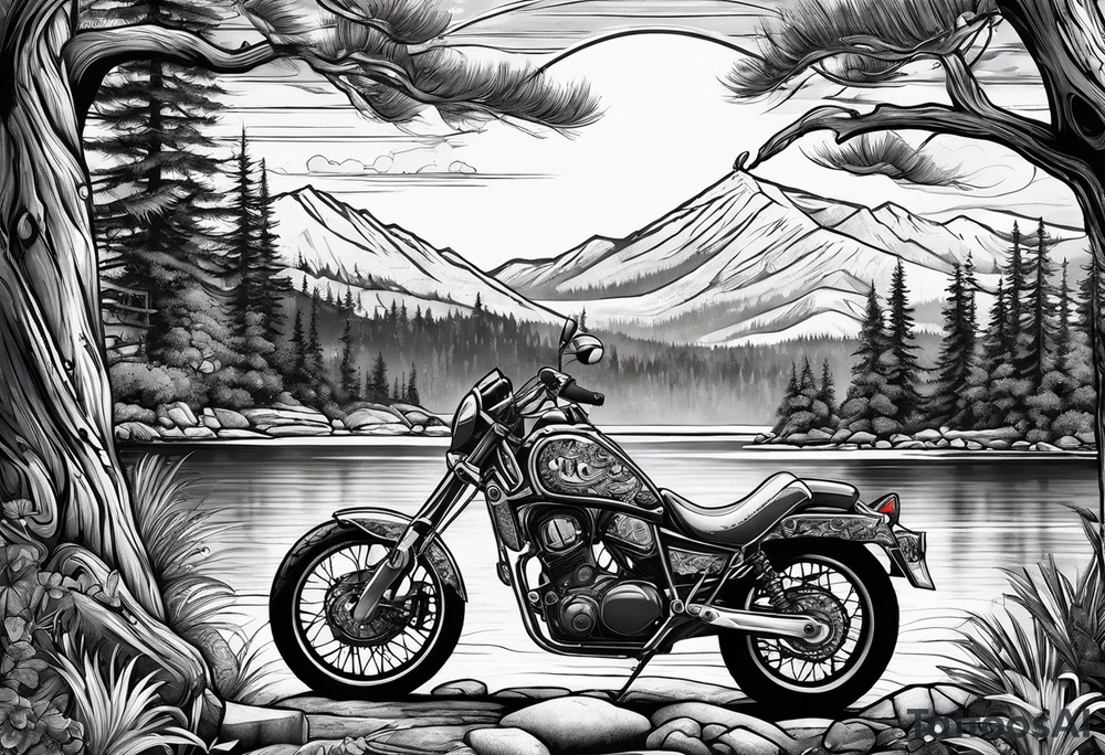 Dirt bikes, camping, fishing tattoo idea