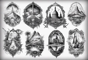 seven wonders of world all in one tattoo tattoo idea