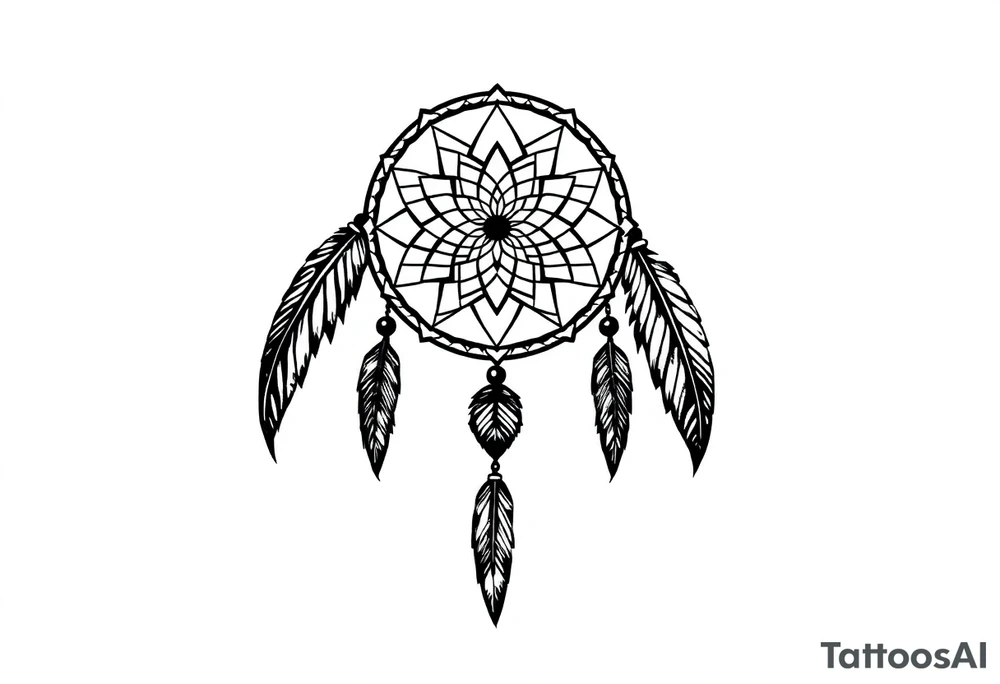skinny dreamcatcher with feathers tattoo idea
