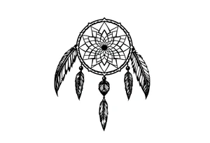 skinny dreamcatcher with feathers tattoo idea