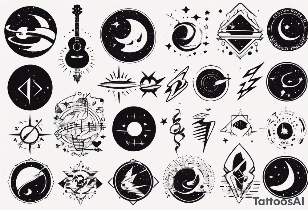 Friendship music space tattoo idea