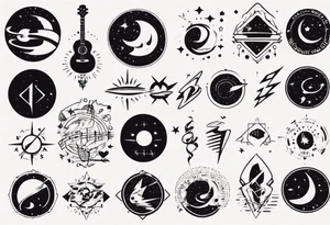 Friendship music space tattoo idea