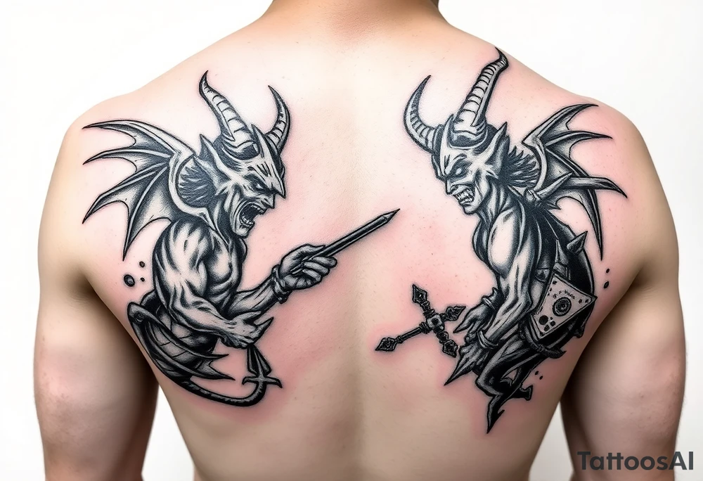 Heaven vs Hell Money Drugs Devil Vs God cash flow rip to the gang tattoo idea