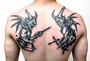 Heaven vs Hell Money Drugs Devil Vs God cash flow rip to the gang tattoo idea
