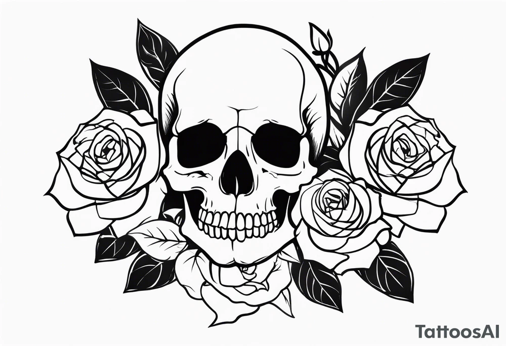 skull and roses tattoo idea