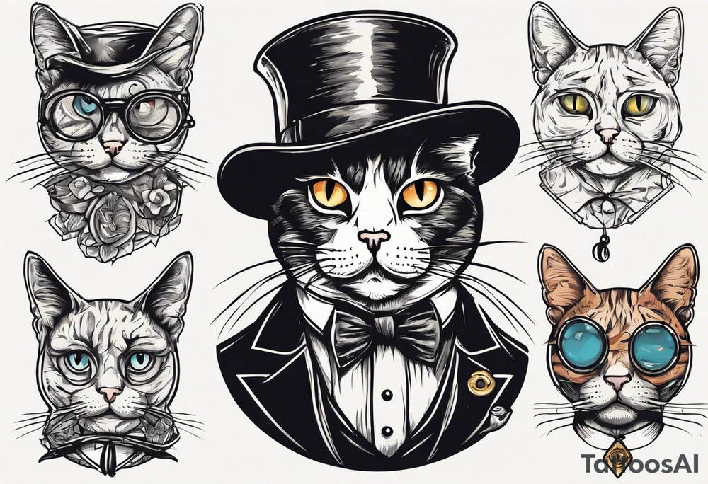 A cat with a monocle tattoo idea