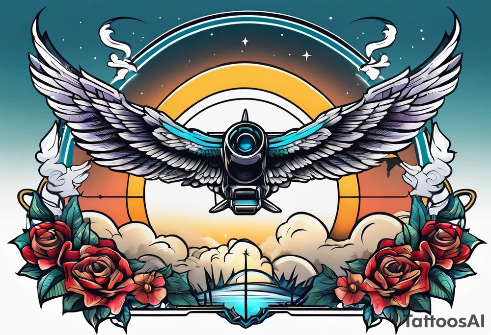 a halo over wings tattoo idea
