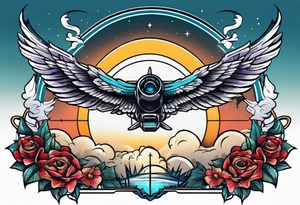 a halo over wings tattoo idea