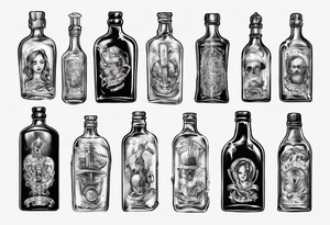 Old alcohol bottles tattoo idea