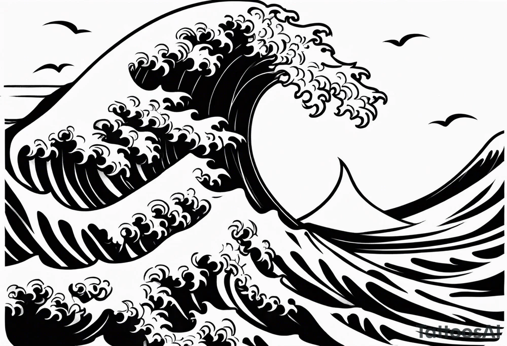 The sun with water wave tattoo idea