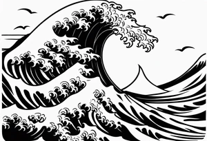 The sun with water wave tattoo idea